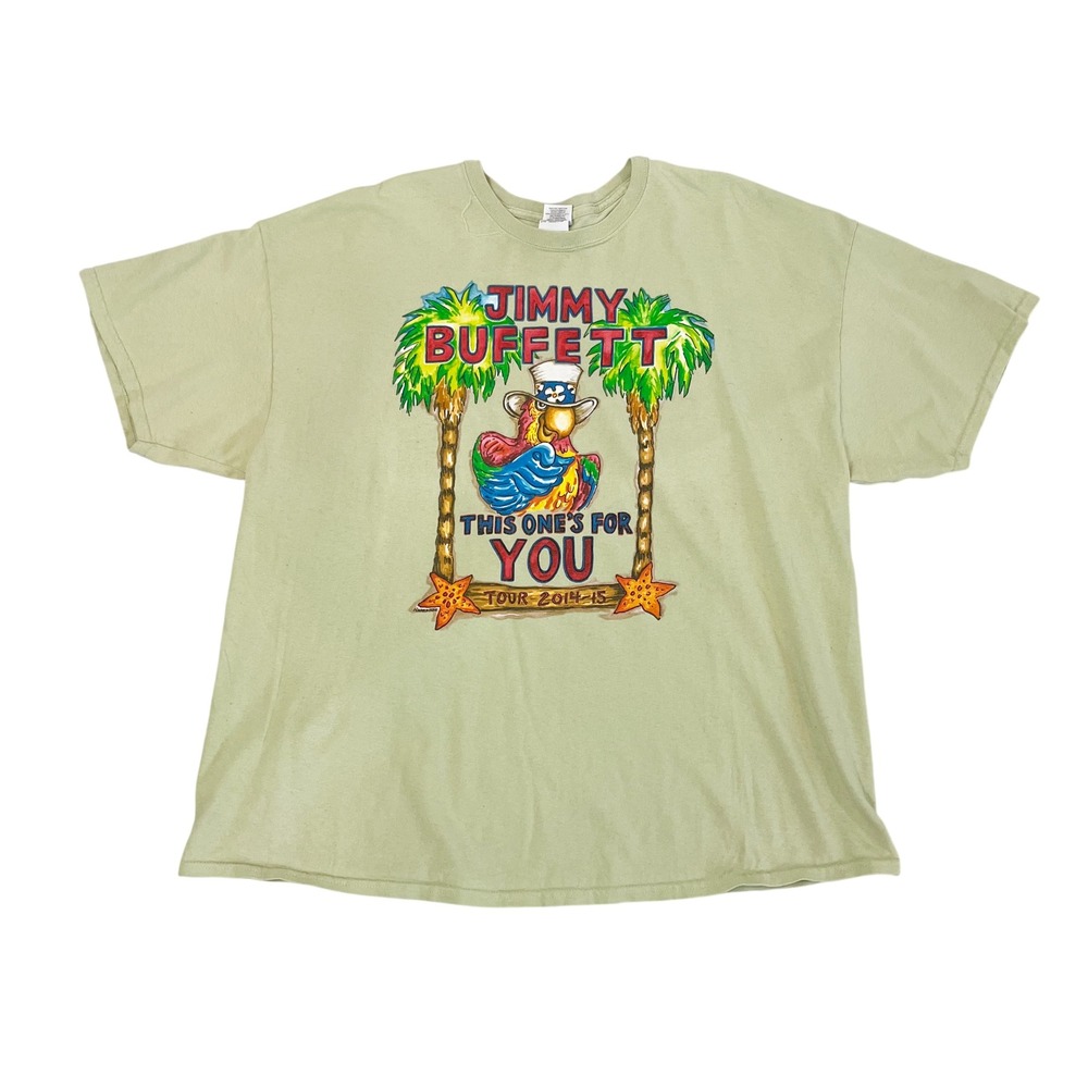 Jimmy Buffett This Ones For You Tour 2014 2015 T-Shirt Mens 2XL Green Gildan